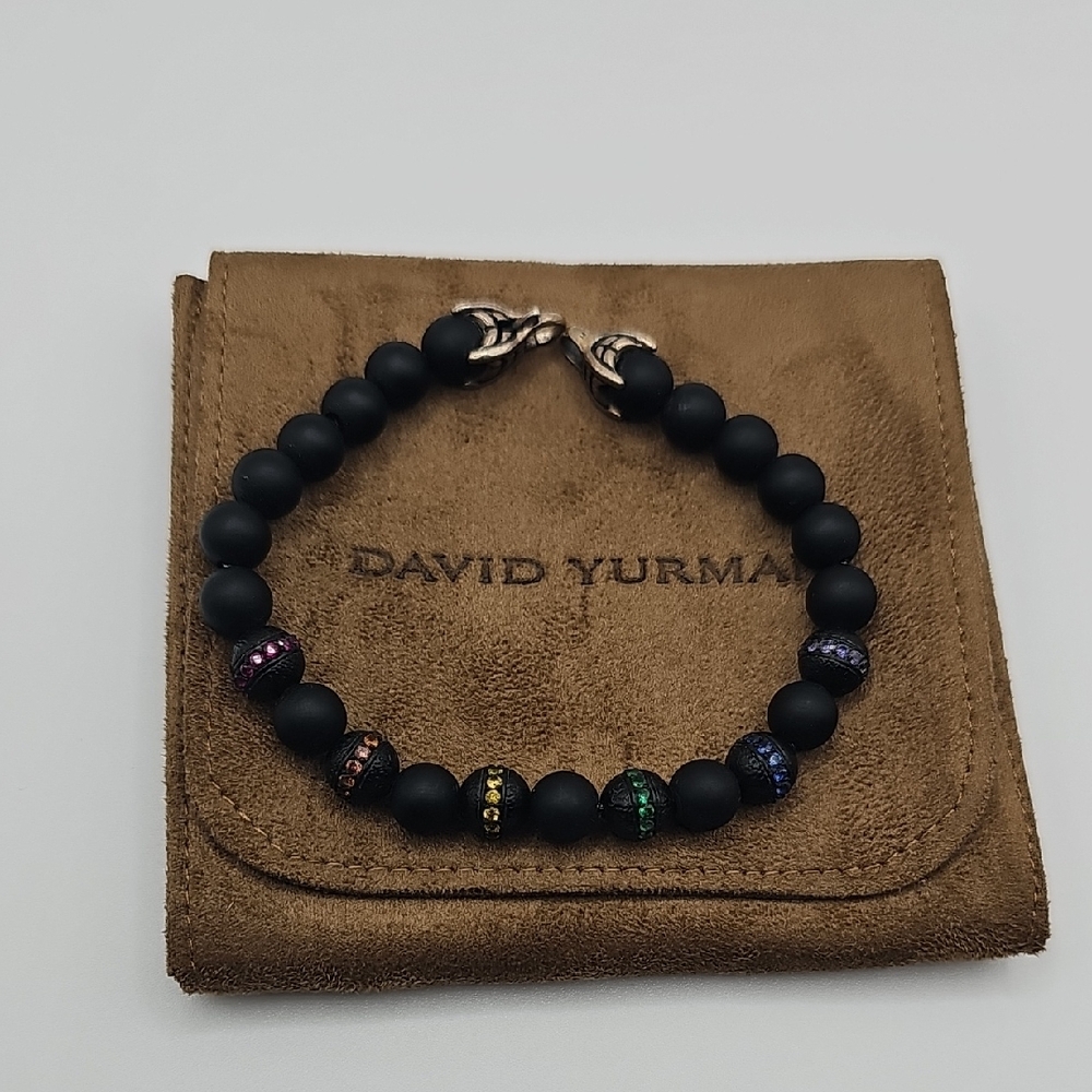 David Yurman Black Bracelet with Multicolor Accents